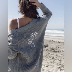 Beachly cardigan. Heavyweight embroidered with “the beach people”